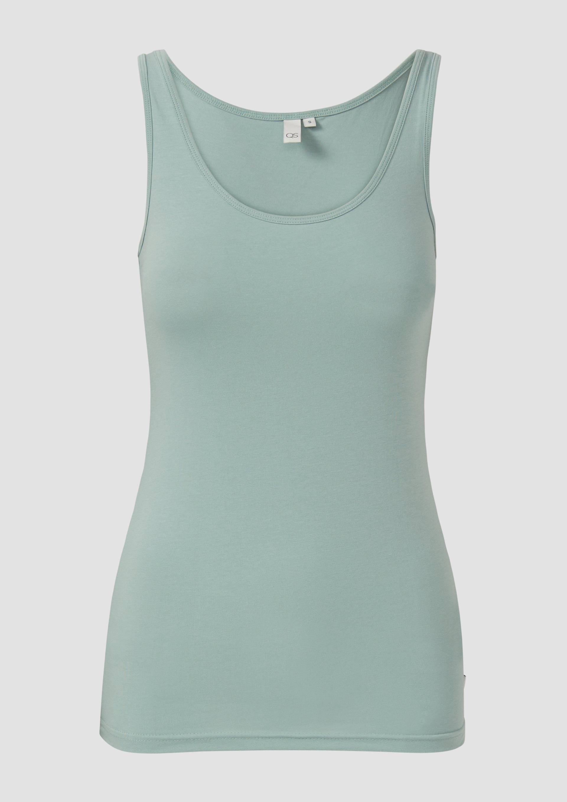 QS - Top aus Baumwolljersey, Damen, türkis von QS