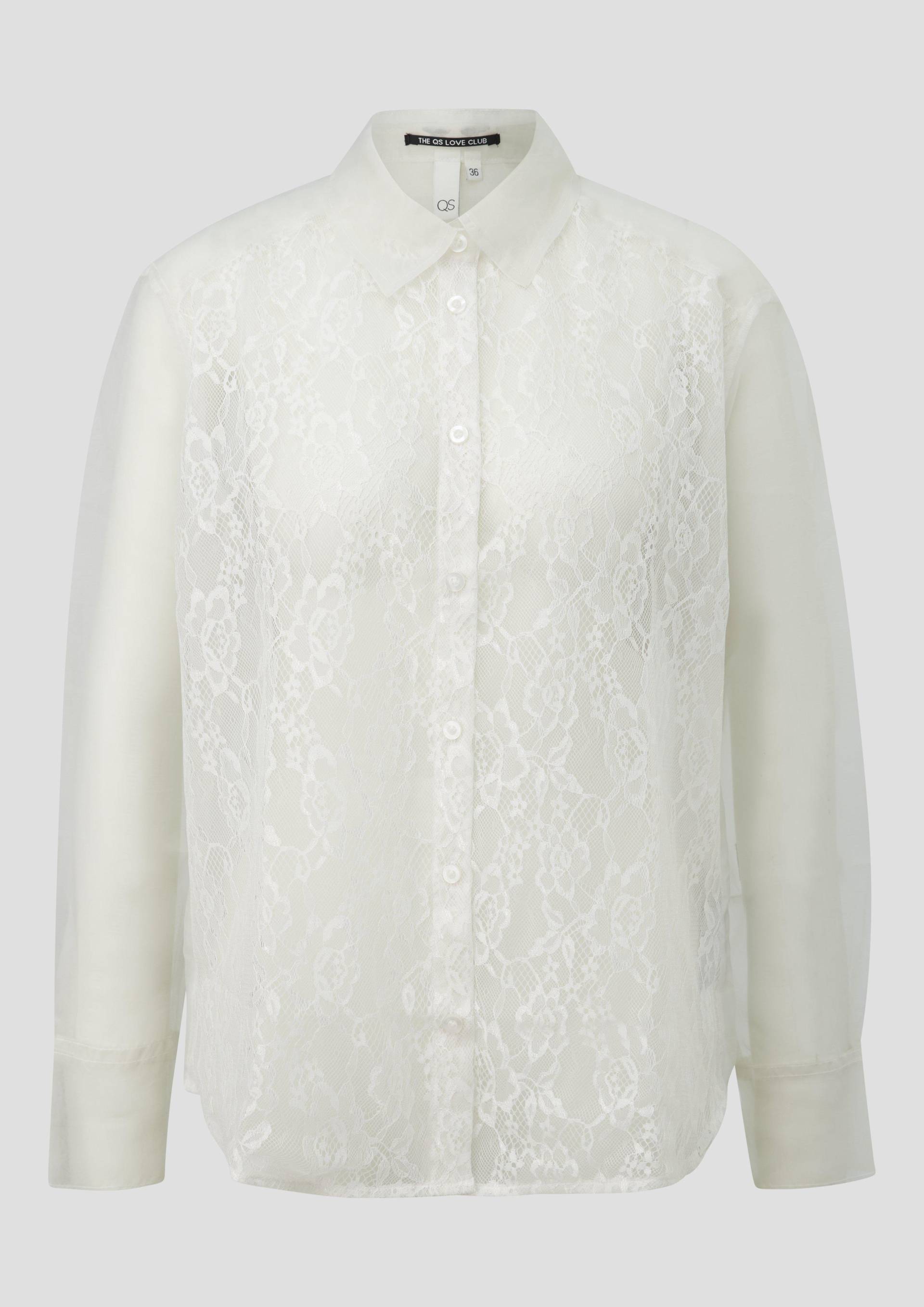 QS - Transparente Bluse, Damen, creme von QS