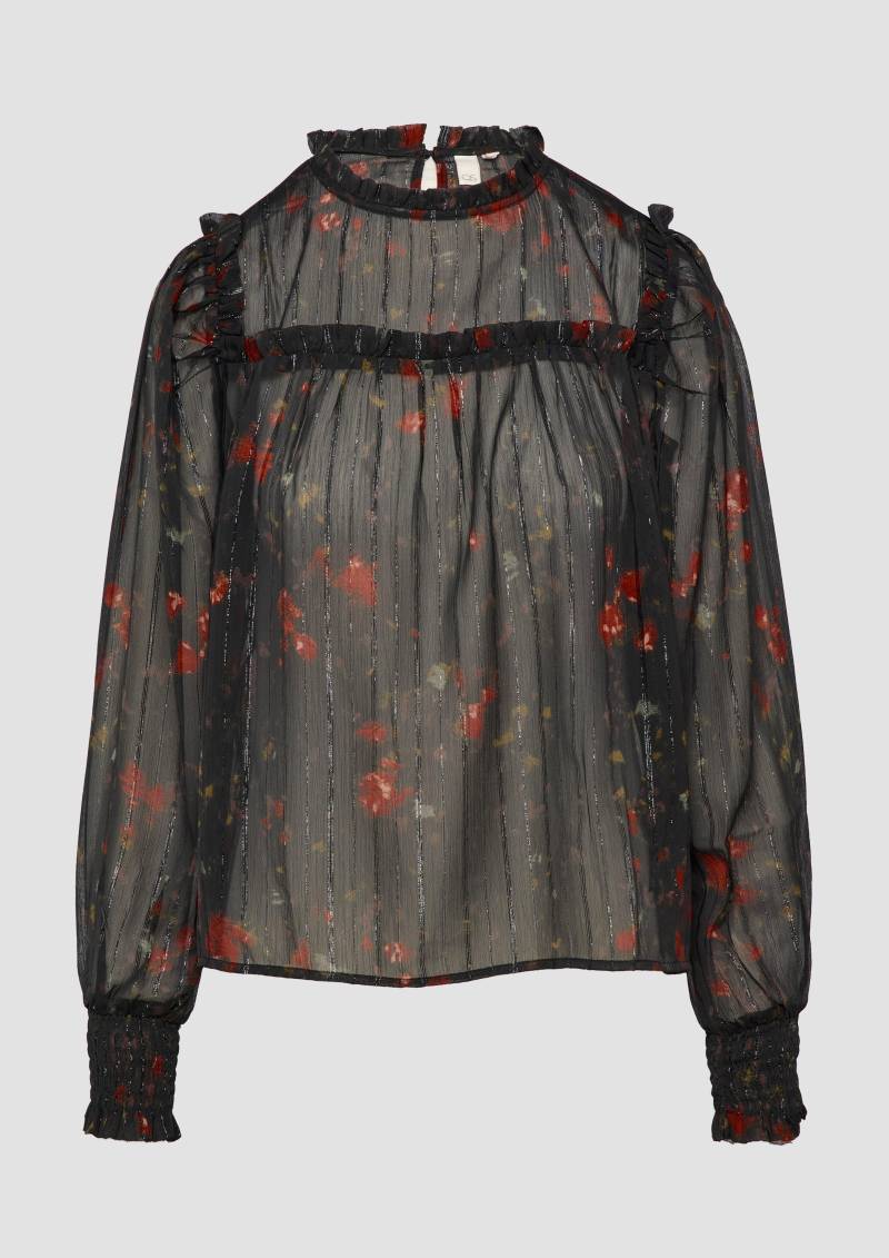 QS - Transparente Chiffon-Bluse mit Glitzergarn, Damen, schwarz von QS