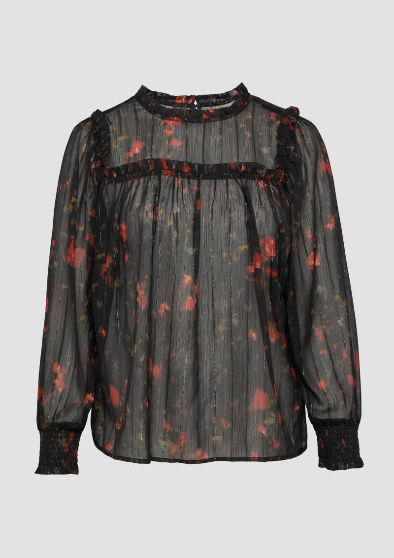 QS - Transparente Chiffon-Bluse mit Glitzergarn, Damen, schwarz von QS