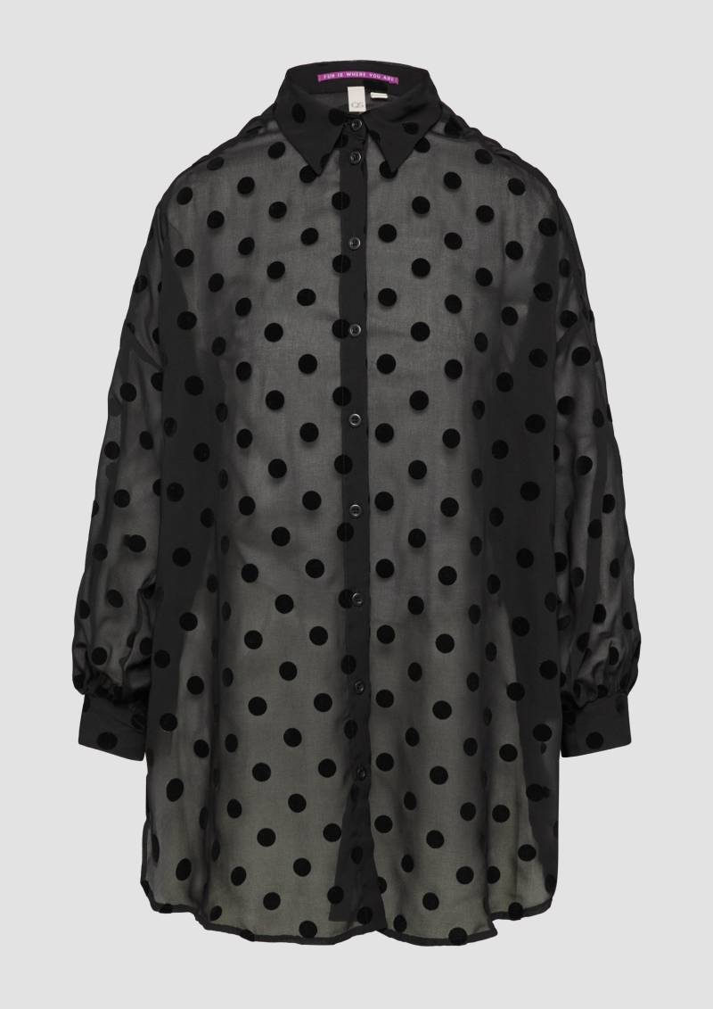 QS - Transparente Longbluse mit seitlichen Schlitzen, Damen, schwarz von QS