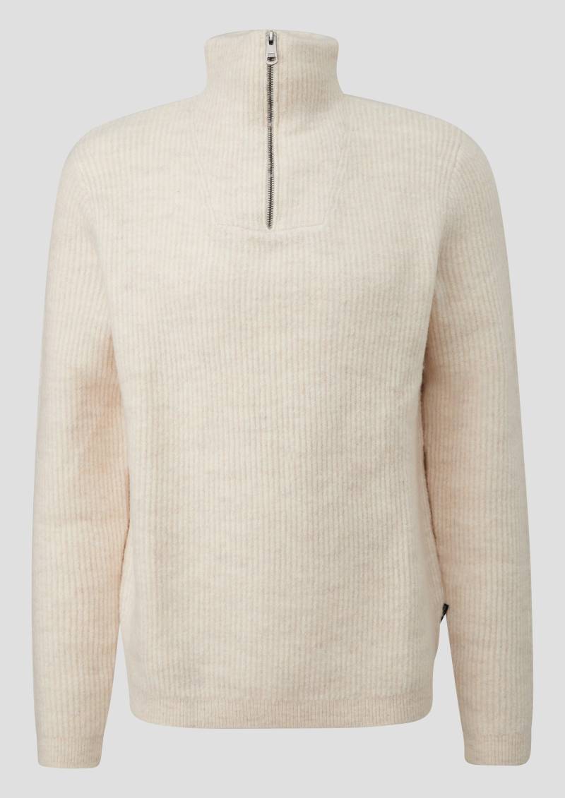 QS - Troyer Strickpullover in Wolloptik, Herren, creme von QS