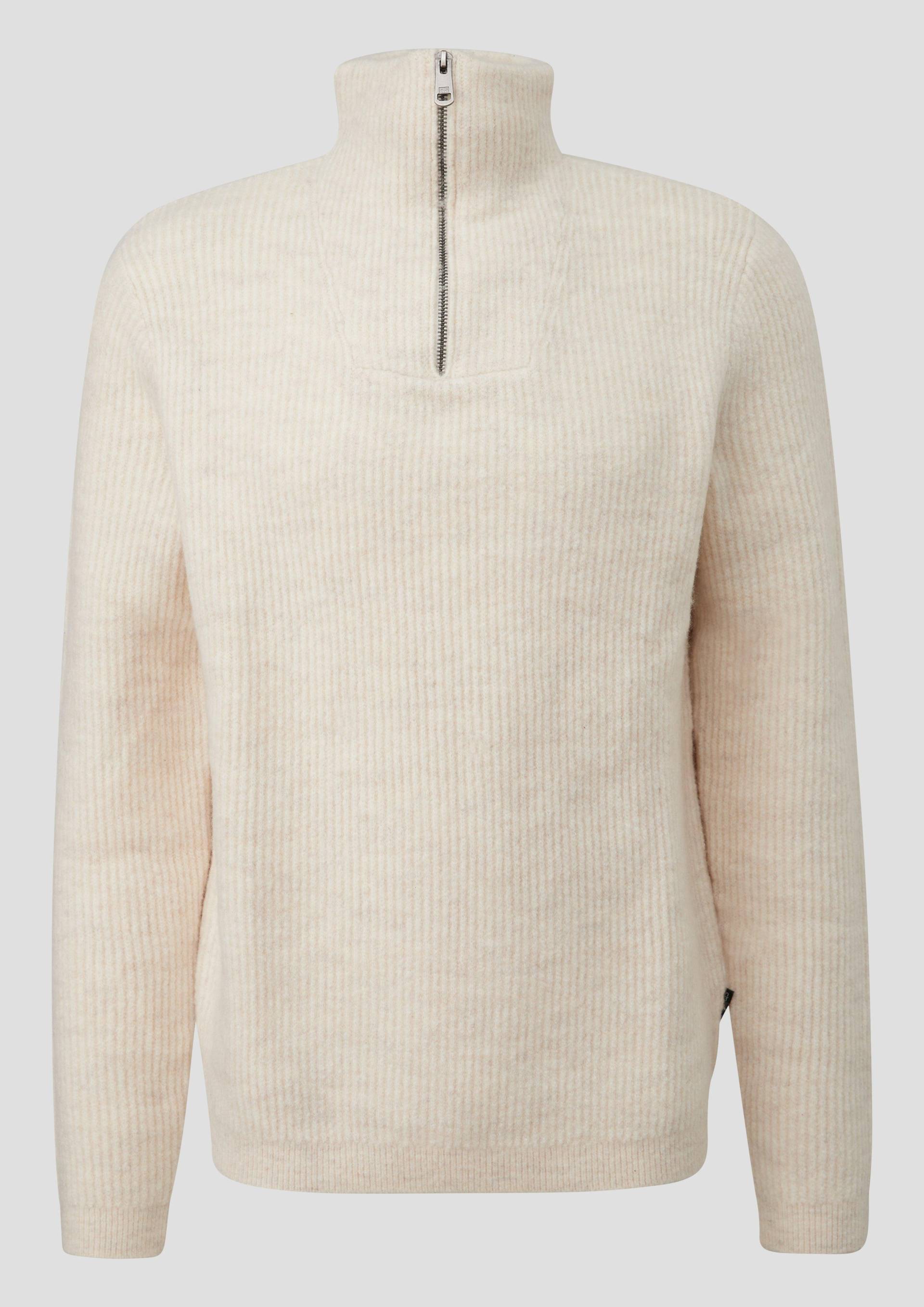 QS - Troyer Strickpullover in Wolloptik, Herren, creme von QS