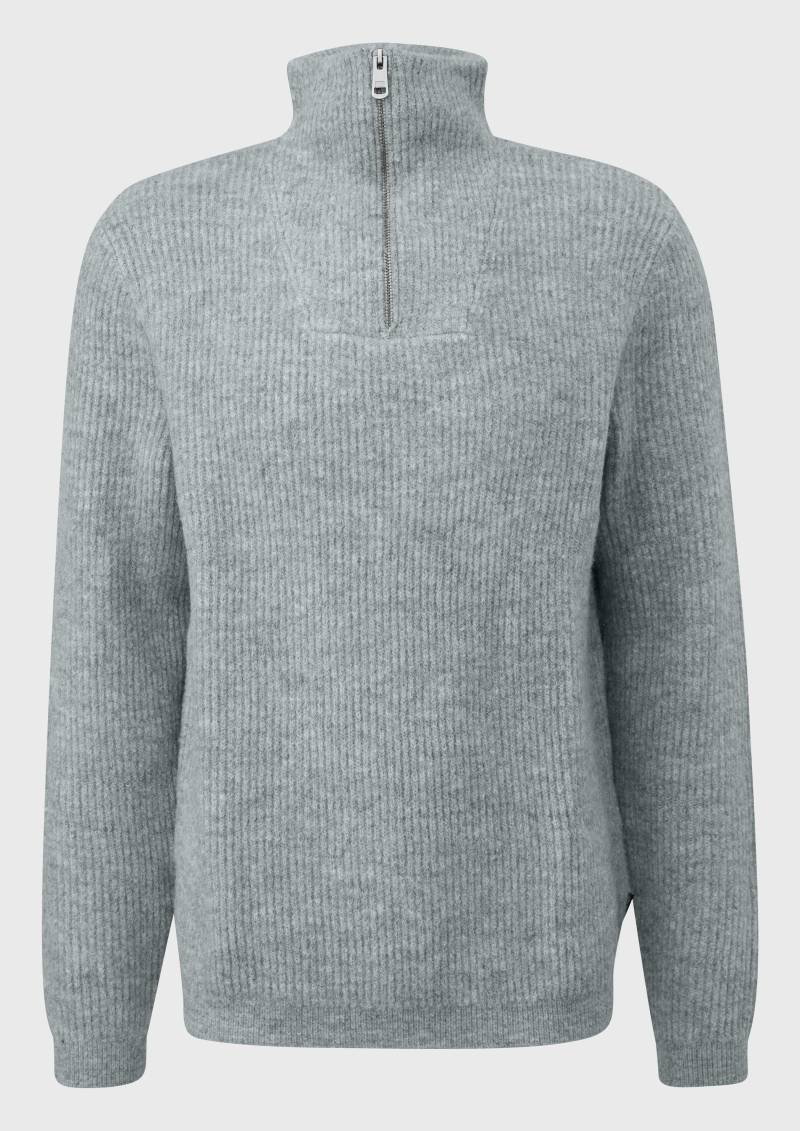 QS - Troyer Strickpullover in Wolloptik, Herren, grau von QS