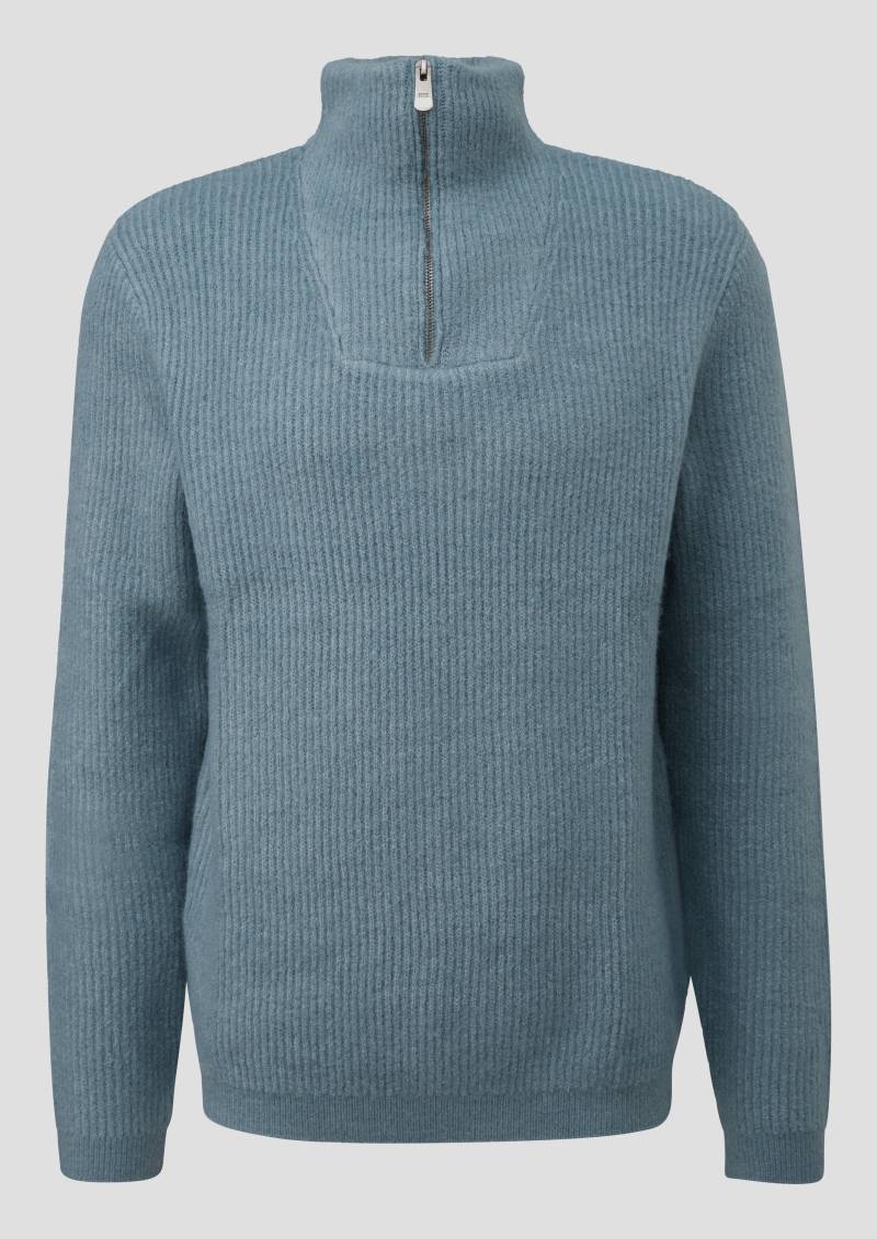 QS - Troyer Strickpullover in Wolloptik, Herren, türkis von QS