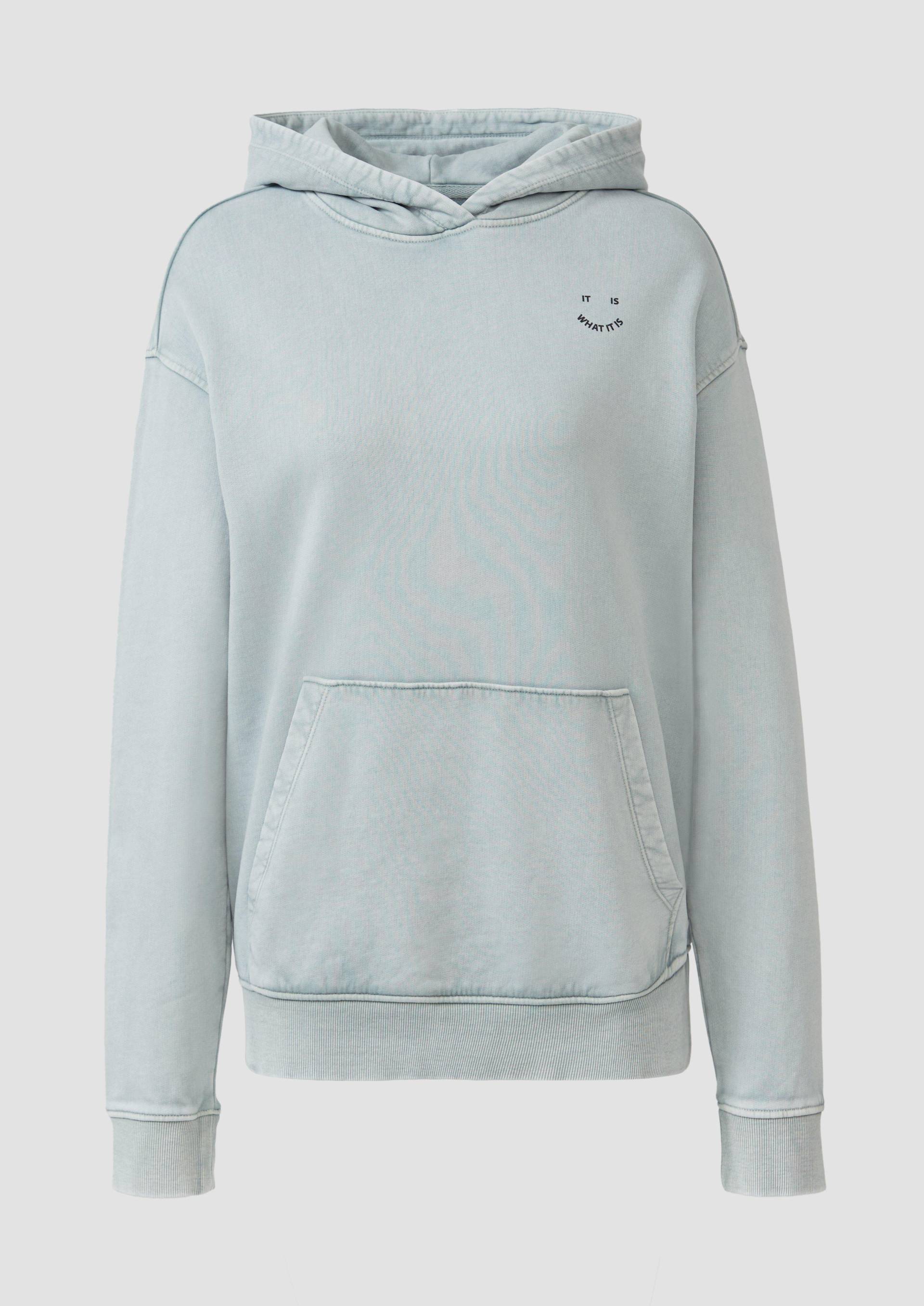 QS - Unisex Sweatshirt mit Backprint und Wascheffekt, Damen, grün von QS