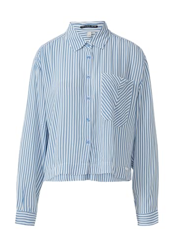 QS Verkürzte Streifenbluse mit aufgesetzter Tasche hellblau 42 von QS