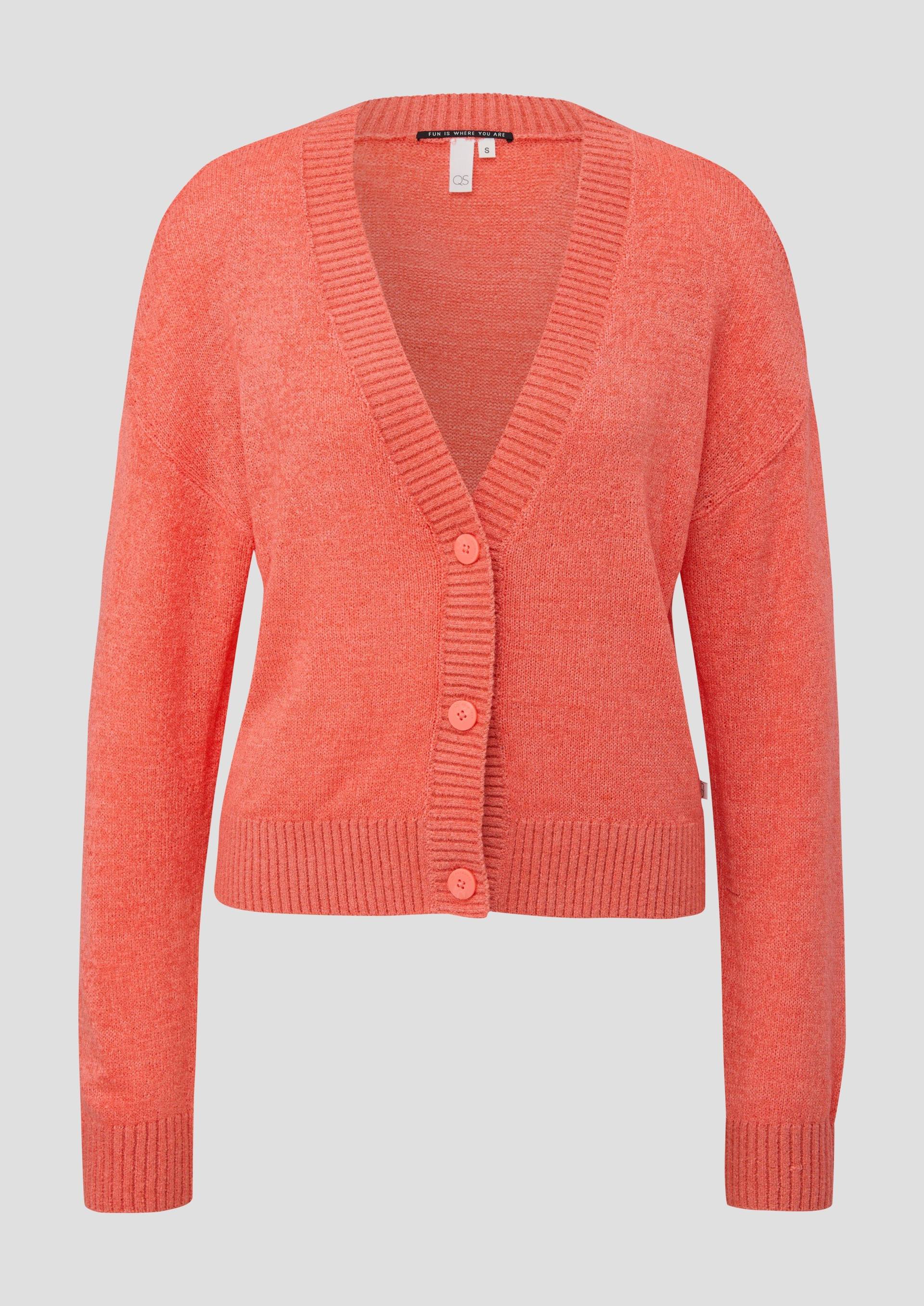 QS - Verkürzte Strickjacke mit Knöpfen, Damen, Orange von QS