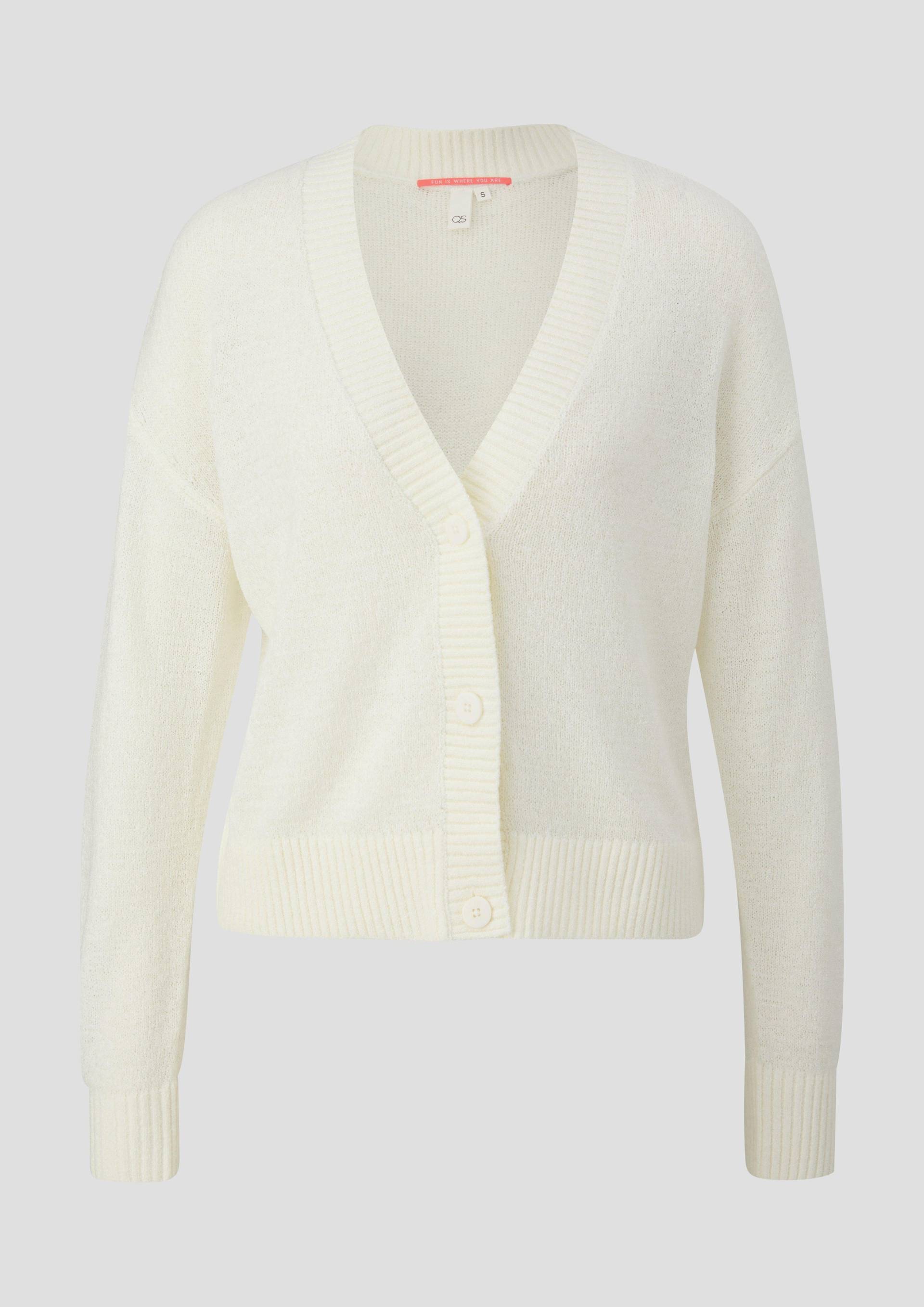 QS - Verkürzte Strickjacke mit Knöpfen, Damen, creme von QS