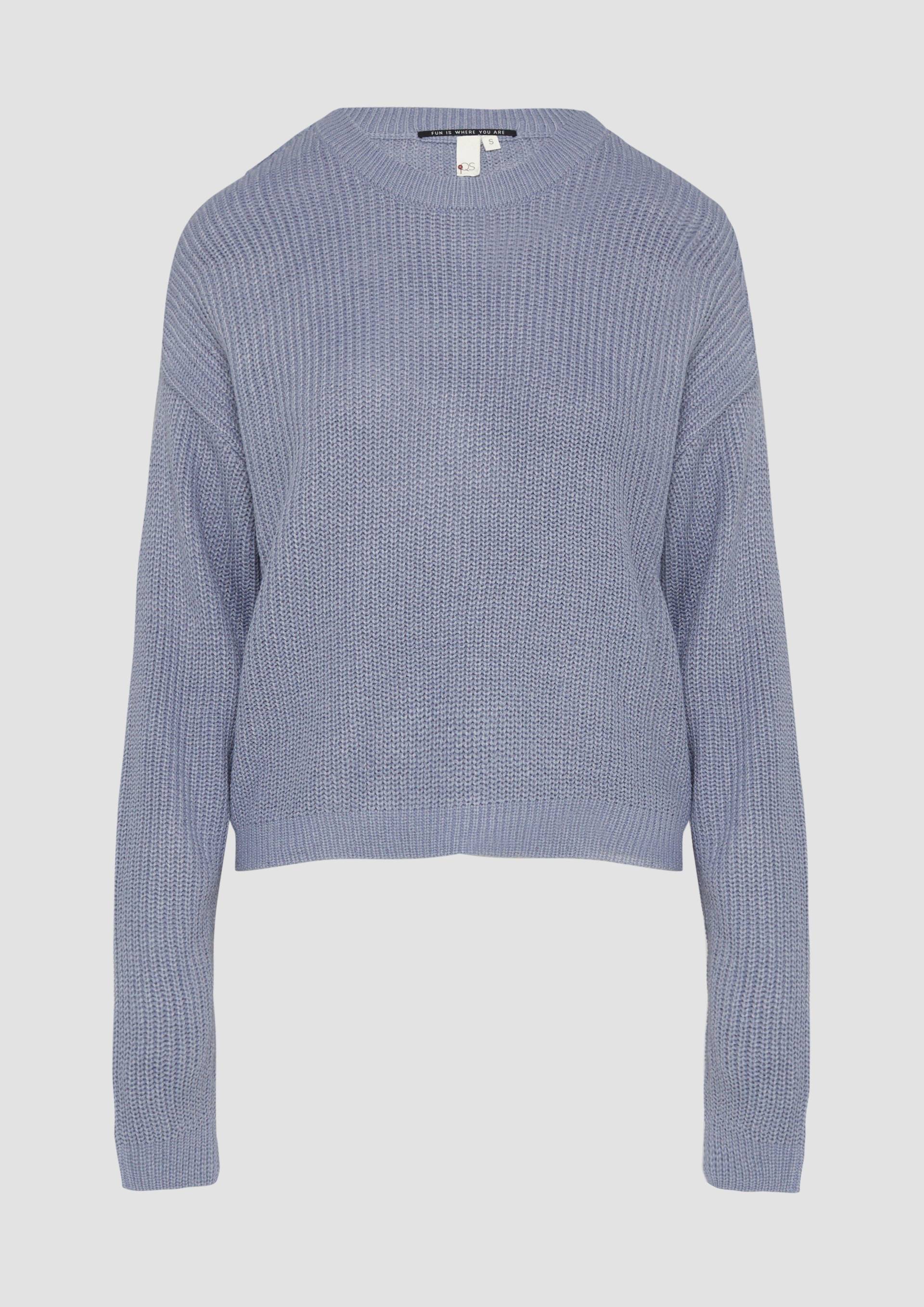 QS - Verkürzter Pullover mit Raglanärmeln, Damen, blau von QS