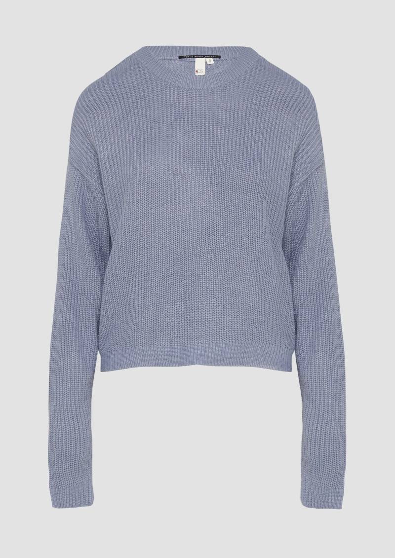 QS - Verkürzter Pullover mit Raglanärmeln, Damen, blau von QS