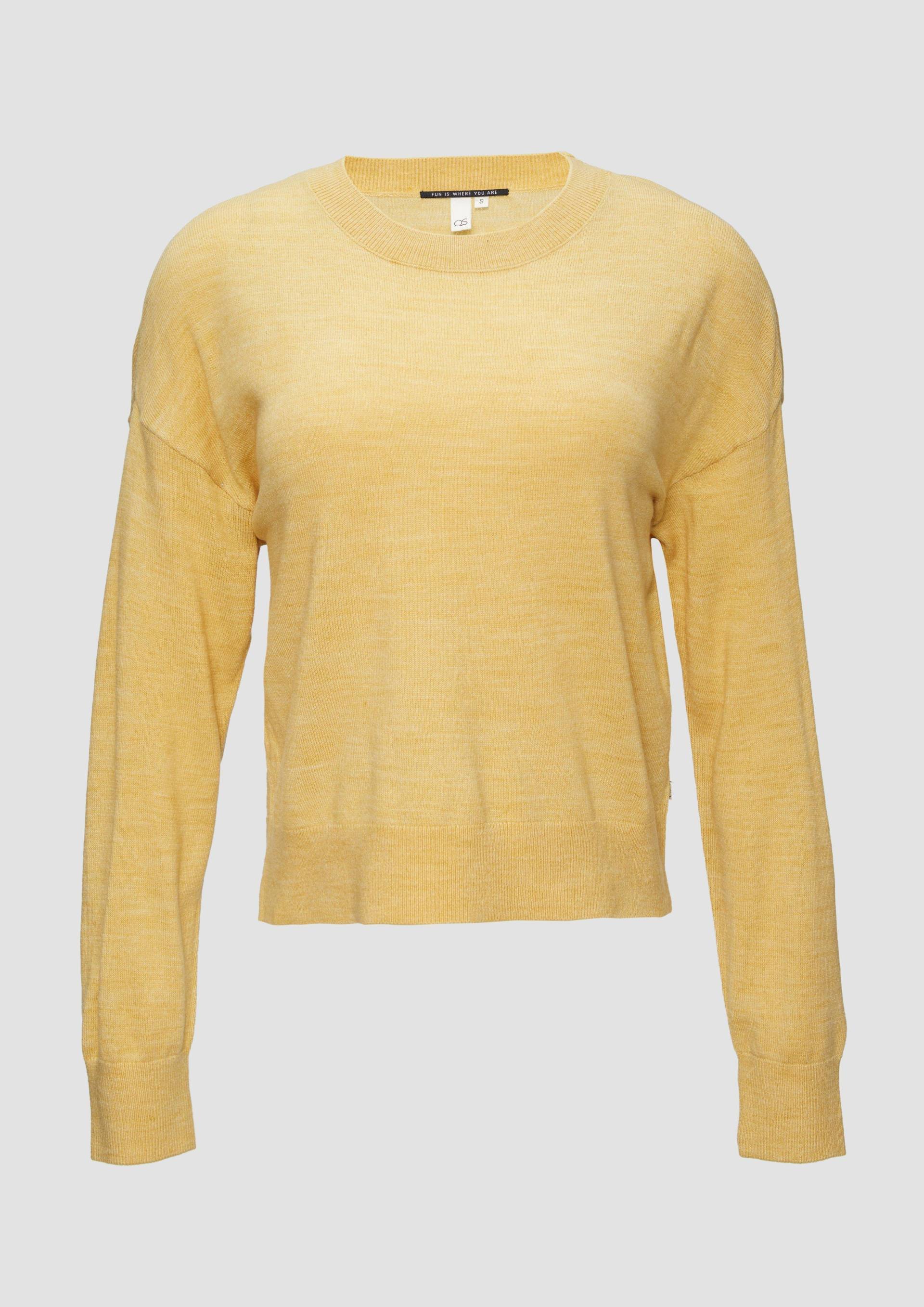 QS - Verkürzter Strickpullover in Melange-Optik, Damen, gelb von QS