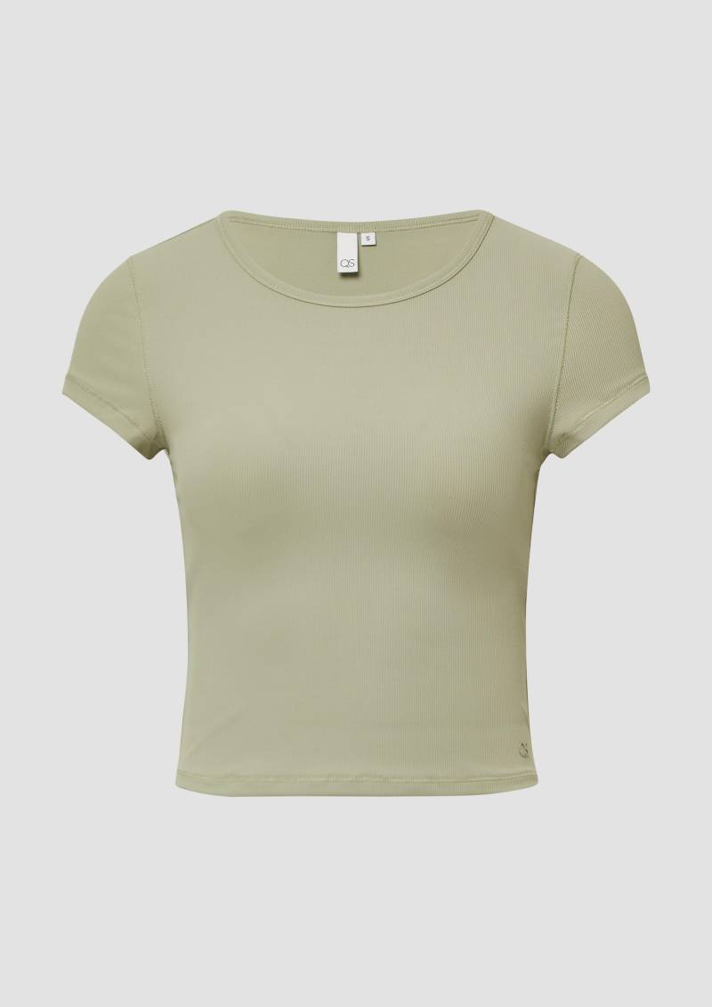 QS - Verkürztes Rippshirt | QS x Vanessa Mai, Damen, Grün von QS