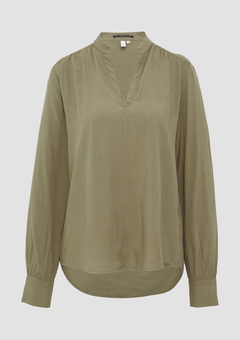 QS - Viskosebluse mit Smok-Detail an der Schuler, Damen, Grün von QS