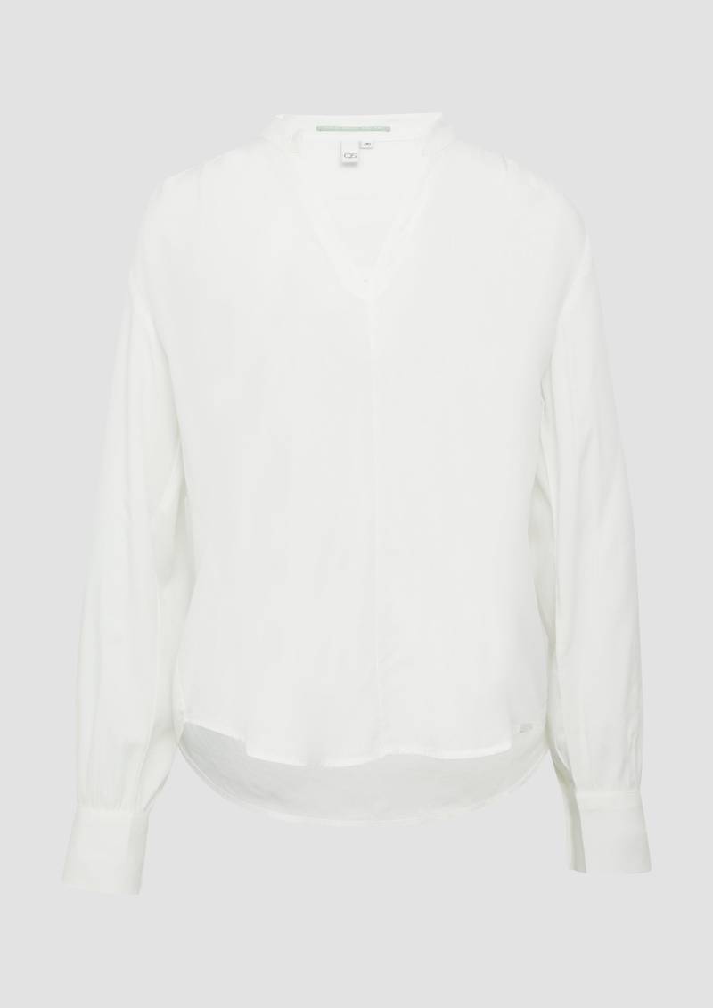 QS - Viskosebluse mit Smok-Detail an der Schuler, Damen, creme von QS