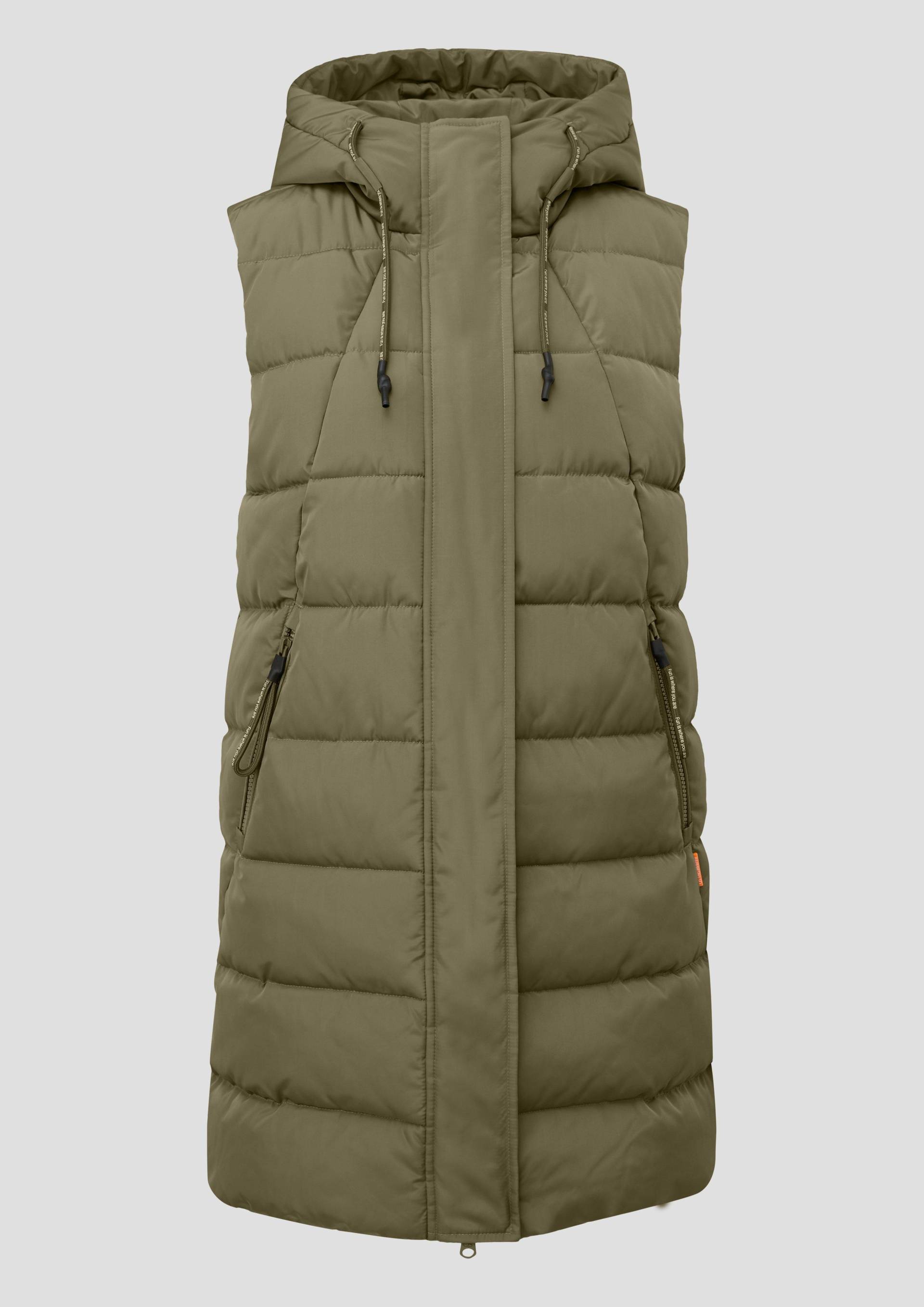 QS - Warm wattierte Steppweste mit Kapuze, Damen, grün von QS