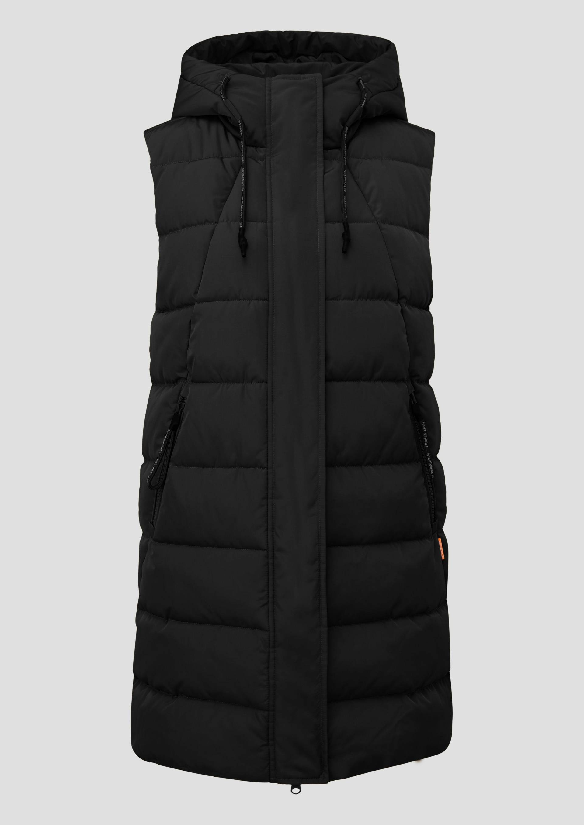 QS - Warm wattierte Steppweste mit Kapuze, Damen, schwarz von QS