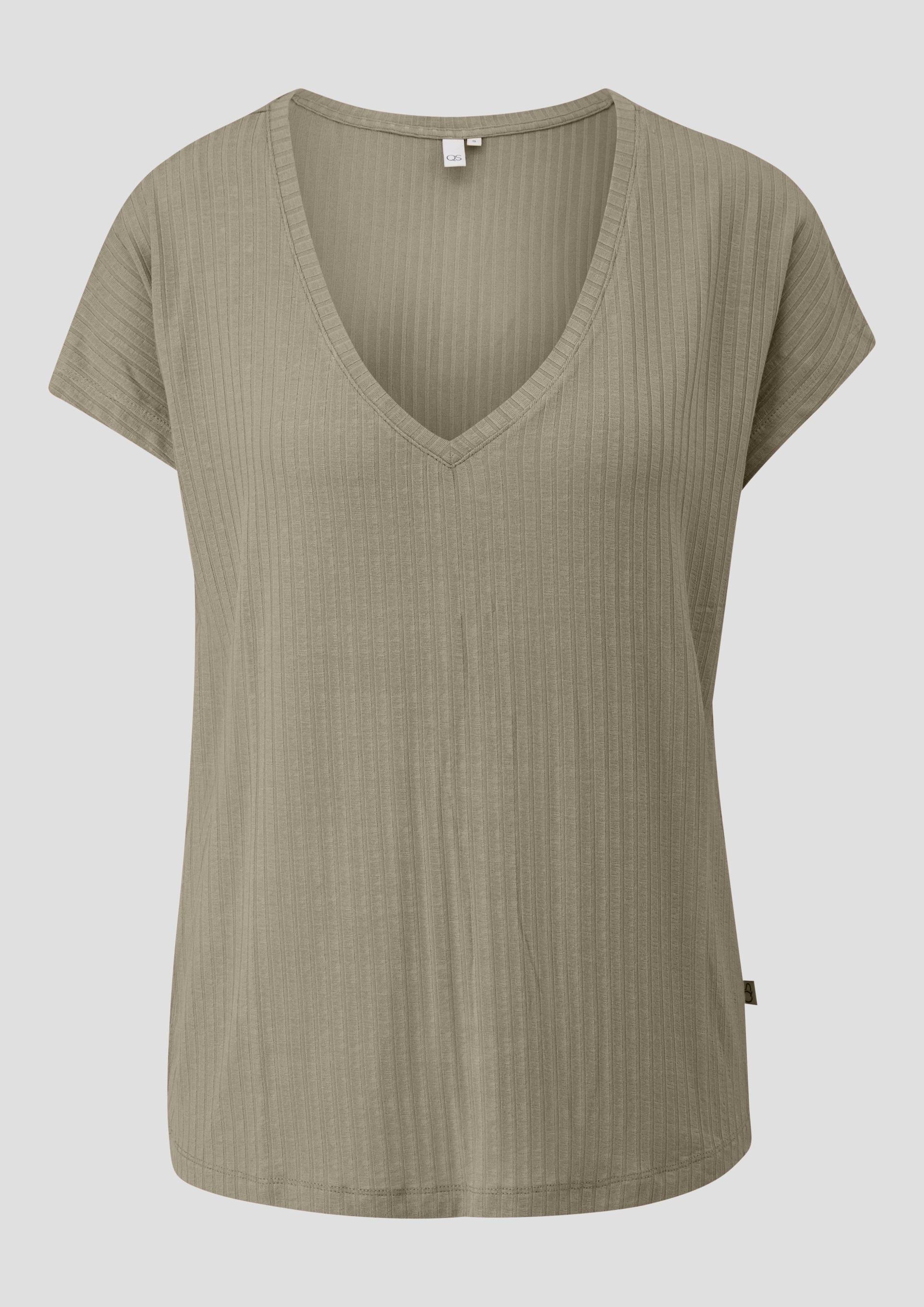 QS - Fließendes Oversize-Shirt mit Rippstruktur, Damen, Grün QS - Fließendes Oversize-Shirt mit Rippstruktur, Damen, Grün von QS