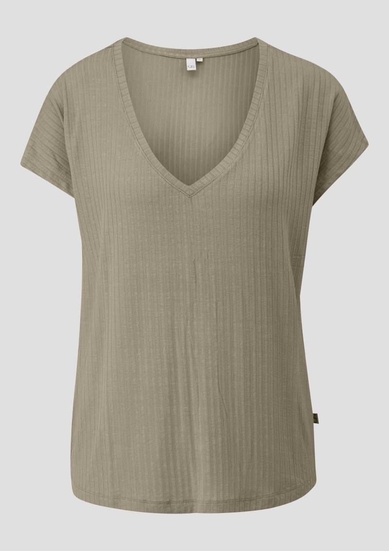 QS - Fließendes Oversize-Shirt mit Rippstruktur, Damen, Grün QS - Fließendes Oversize-Shirt mit Rippstruktur, Damen, Grün von QS
