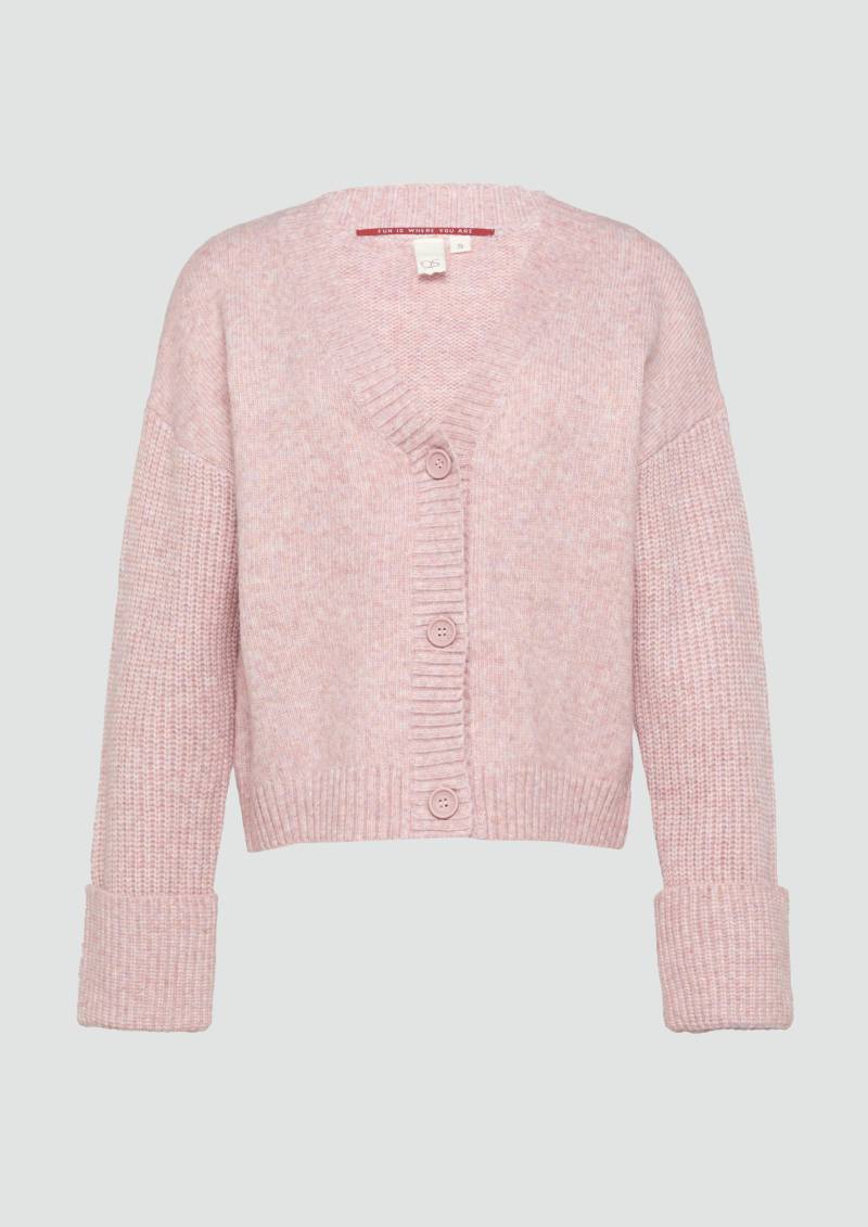 QS - Weiche Strickjacke in melierter Optik, Damen, Rosa QS - Weiche Strickjacke in melierter Optik, Damen, Rosa von QS