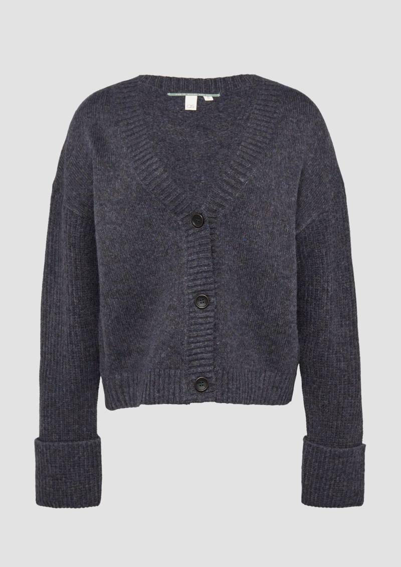 QS - Weiche Strickjacke in melierter Optik, Damen, schwarz QS - Weiche Strickjacke in melierter Optik, Damen, schwarz von QS