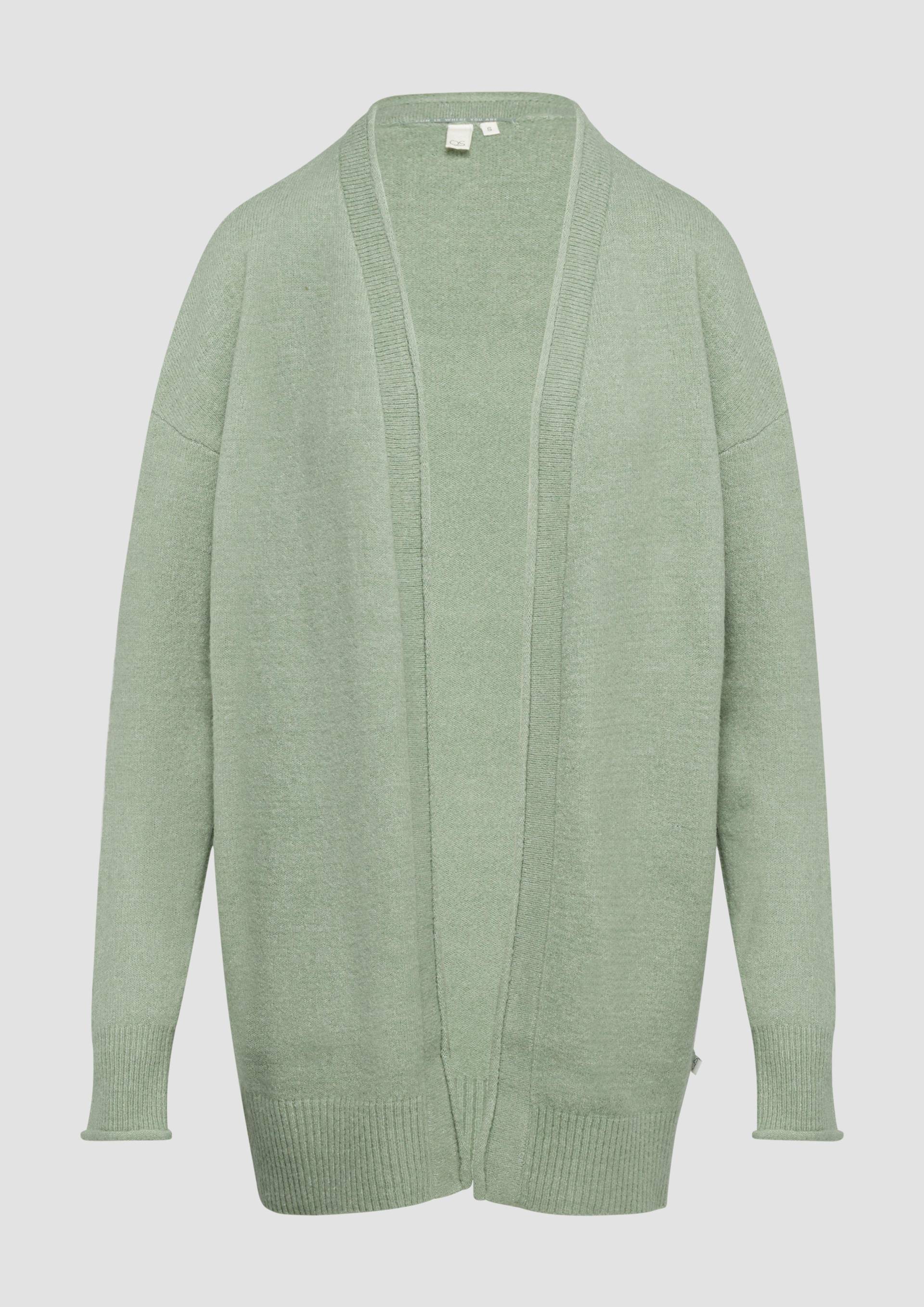 QS - Weiche Strickjacke mit Rollkante, Damen, grün von QS
