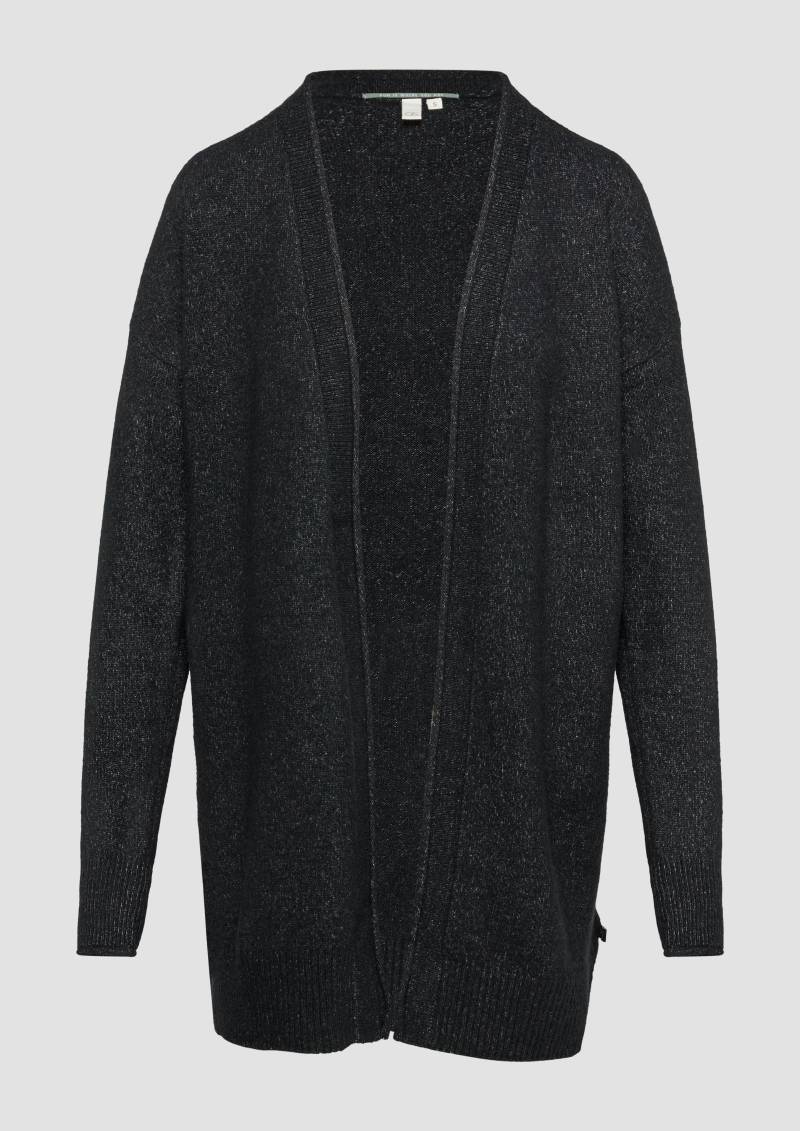 QS - Weiche Strickjacke mit Rollkante, Damen, schwarz von QS