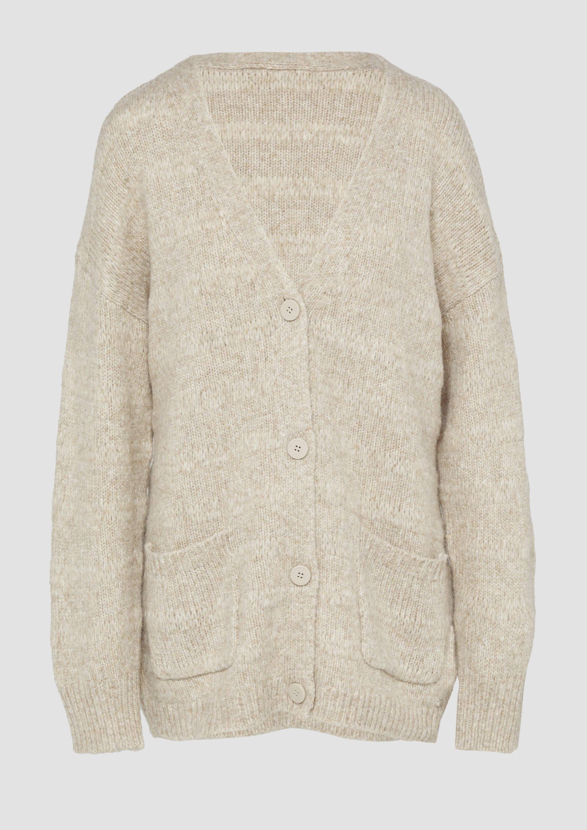 QS - Weiche Strickjacke mit dezenter Struktur, Damen, Beige von QS