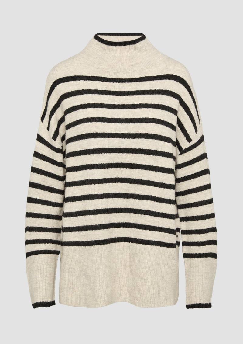 QS - Weicher Oversized Strickpullover mit Streifen, Damen, Beige von QS