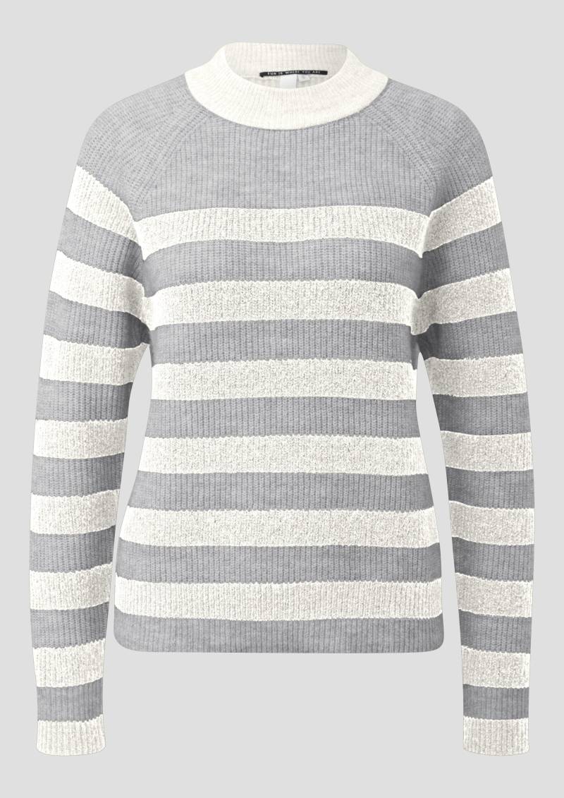 QS - Melierter Pullover, Damen, grau|weiß von QS