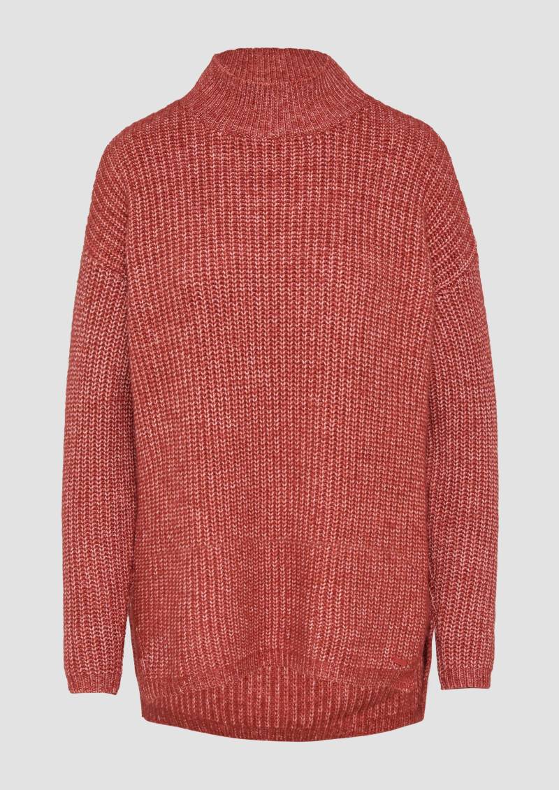 QS - Weicher Strickpullover mit Rippstruktur, Damen, rot von QS