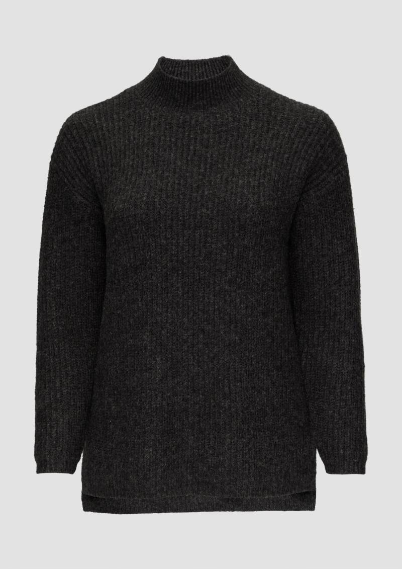 QS - Weicher Strickpullover mit Rippstruktur, Damen, schwarz von QS