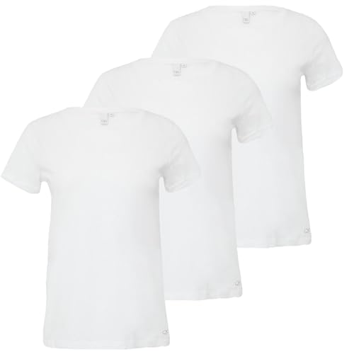 QS by s.Oliver Damen T-Shirt Kurzarm Rundhals Basic| 3 Stück | weiß, Gr. M von QS