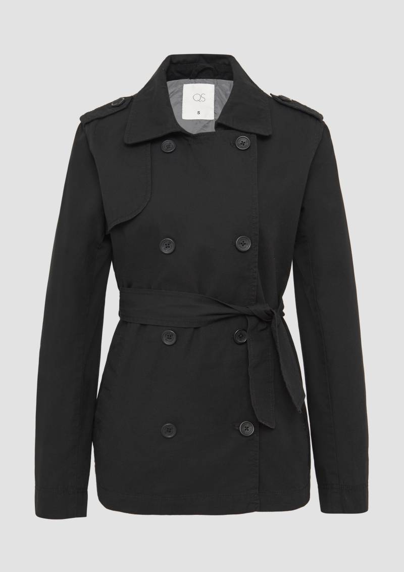 QS - Kurzer Trenchcoat aus Baumwolle mit Gürtel, Damen, schwarz QS - Kurzer Trenchcoat aus Baumwolle mit Gürtel, Damen, schwarz von QS
