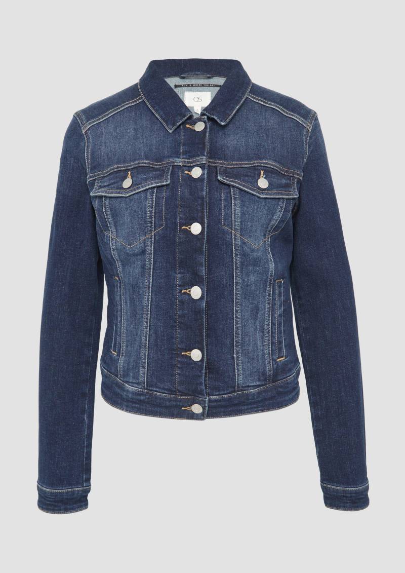 QS - Schmal geschnittene Denimjacke in authentischer Waschung, Damen, blau von QS