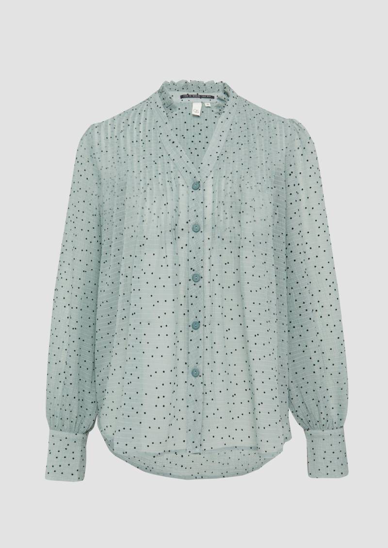 QS - Strukturierte Chiffonbluse mit Punktemuster, Damen, grün von QS