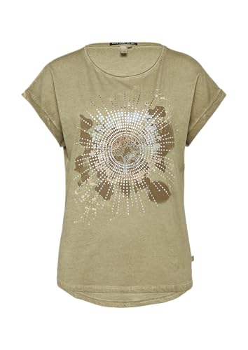 Oversize-Shirt in gewaschener Optik mit Frontprint tannengrün L von QS