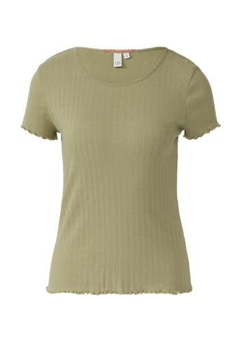 T-Shirt mit Ajour-Muster helles olivgrün XS von QS