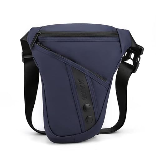 Oberschenkeltasche Männer Nylon wasserdichte Beinbeutel Motorrad Mehrzweck Messenger Umhängetaschen Gürtel Hüfte Bum Taille Fanny Pack 526 (Color : A Blue) von QSCTYG