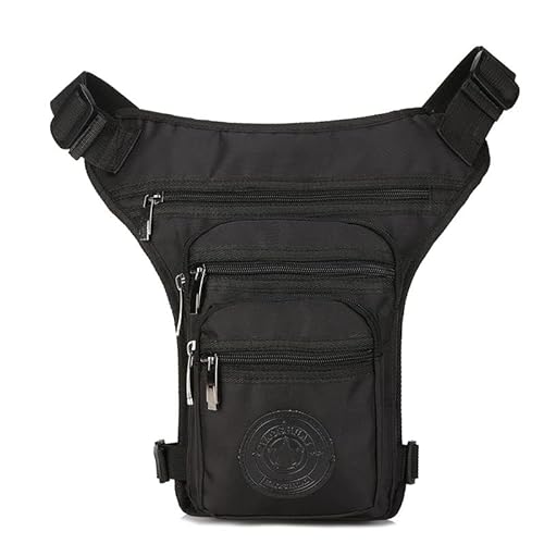 Oberschenkeltasche Männliche Hüfte Oberschenkel Fanny Pack Motorrad Reiter Multi-Taschen Umhängetaschen Männer Nylon Taille Beinbeutel 526 (Color : Black) von QSCTYG