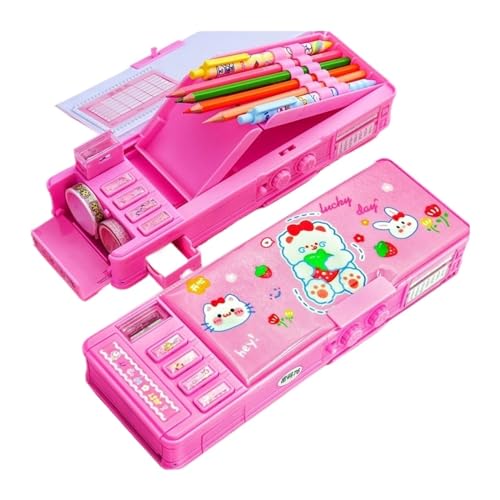 QSCTYG Federmäppchen Mechanische Verformung Kombinationsschloss Schreibwarenbox Mädchen niedlich Federmäppchen Schüler Federmäppchen Cartoon Kunststoff Federmäppchen 64 (Color : A4) von QSCTYG