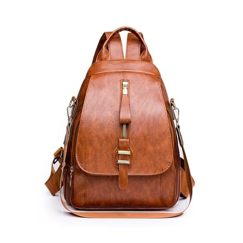 QSFZ NICHANGHUA Rucksäcke Frauen Einfarbig Casual Reisetaschen Große Kapazität Schule Schulter Tasche for Mädchen (Color : Brown, Size : 13 inches) von QSFZ