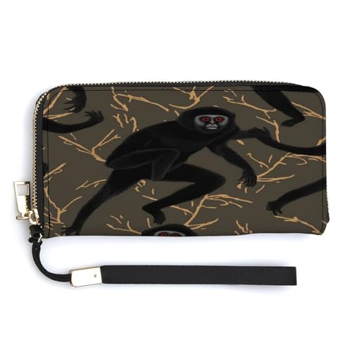 QSKDLAC RFID-Geldbörse für Damen, personalisierbar, Border Collie, lang, Clutch, Kartenetui für Damen und Herren, Schwarzer Gibbon Affe, 20.0*10.5cm, Modern QSKDLAC RFID-Geldbörse für Damen, personalisierbar, Border Collie, lang, Clutch, Kartenetui für Damen und Herren, Schwarzer Gibbon Affe, 20.0*10.5cm, Modern von QSKDLAC