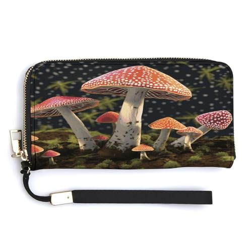 QSKDLAC RFID-Geldbörse für Damen, personalisierbar, Oktopus, verschlungene lange Clutch, Kartenetuis für Damen und Herren, mushroom, 20.0*10.5cm, Modern von QSKDLAC