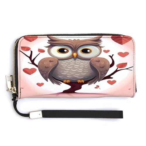QSKDLAC RFID-Geldbörse für Damen, personalisierbar, Weihnachten, Schneemann, lang, Clutch, Kartenetui für Damen und Herren, Owl Lover1, 20.0*10.5cm, Modern von QSKDLAC
