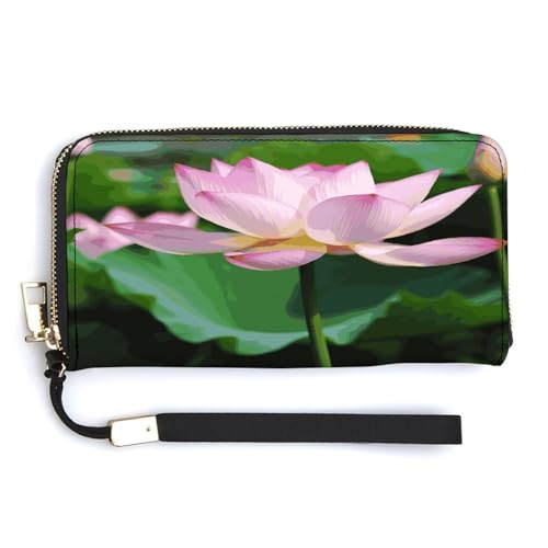 QSKDLAC RFID-Geldbörse für Damen, personalisierbar, niedlich, Chihuahua, lang, Clutch, Kartenetui für Damen und Herren, lotus, 20.0*10.5cm, Modern von QSKDLAC