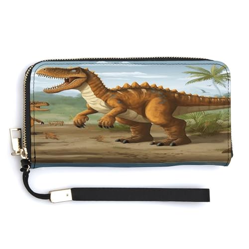 QSKDLAC RFID-Geldbörse für Damen, personalisierbar, schönes Hirsch, lang, Clutch, Kartenetui für Damen und Herren, Perioden-Dinosaurier, 20.0*10.5cm, Modern von QSKDLAC