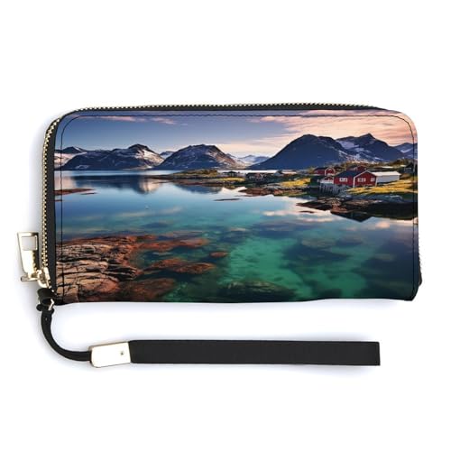 QSKDLAC RFID-Geldbörse für Damen, personalisierbar, senfgelb und schwarz, lange Clutch, Kartenetuis für Damen und Herren, Norwegen Inseln, 20.0*10.5cm, Modern QSKDLAC RFID-Geldbörse für Damen, personalisierbar, senfgelb und schwarz, lange Clutch, Kartenetuis für Damen und Herren, Norwegen Inseln, 20.0*10.5cm, Modern von QSKDLAC