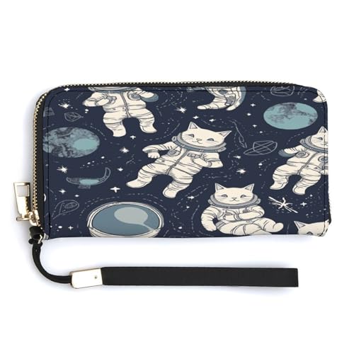QSKDLAC RFID-Geldbörse für Damen, personalisierte Dartscheibe, lange Clutch, Kartenetuis für Damen und Herren, Lustiger Astronaut, 20.0*10.5cm, Modern von QSKDLAC