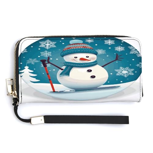 QSKDLAC RFID-Geldbörse für Damen, personalisierte Dartscheibe, lange Clutch, Kartenetuis für Damen und Herren, Weihnachts-Schneemann, 20.0*10.5cm, Modern von QSKDLAC